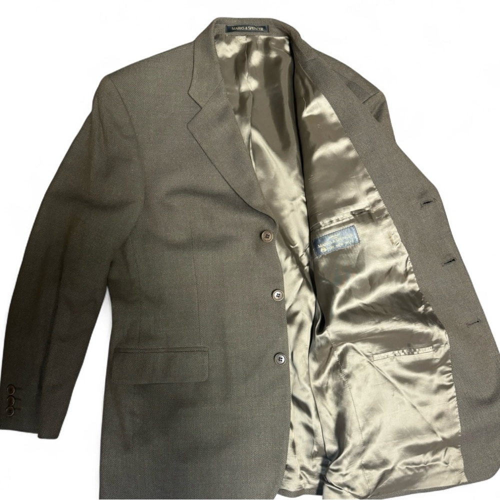Marks & Spencer St Michael‎ Wool Herringbone Sport Coat Brown 42R Made in Israel